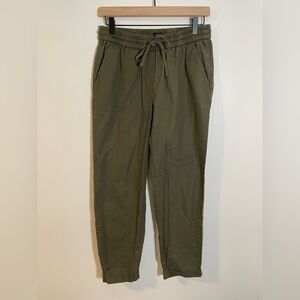 J. Crew Olive Green Linen Cotton Blend Pull On Drawstring Tapered Pants Size 6